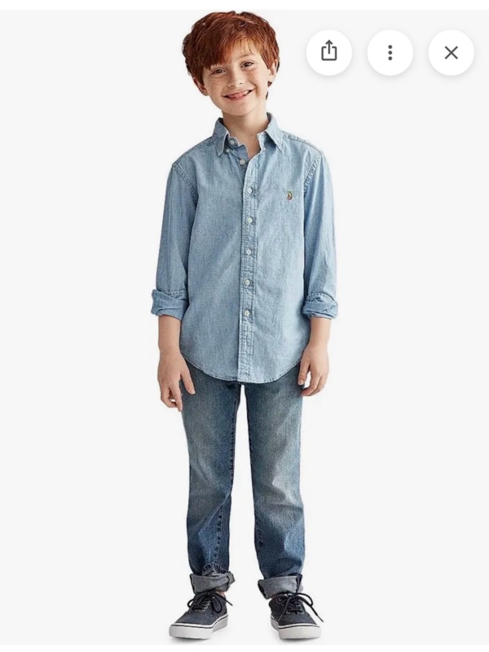 Boys Ralph Lauren Light Blue Button-Down Denim Shirt